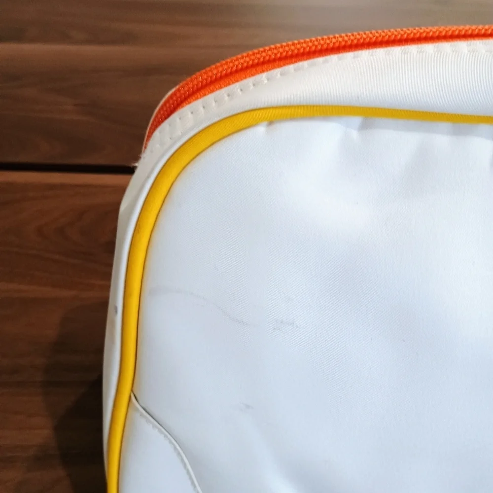 Large White, Yellow and Orange Toiletry Bag.